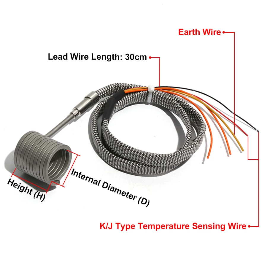 19mm ID 25~50mm Height Spring Heating Coil 4.2*2.2mm Section Size  110V/220V/380V Band Heater with K/J Type Thermocouple - AliExpress