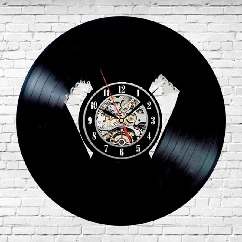 Горячая продажа логотипа автомобиля виниловая запись настенные часы