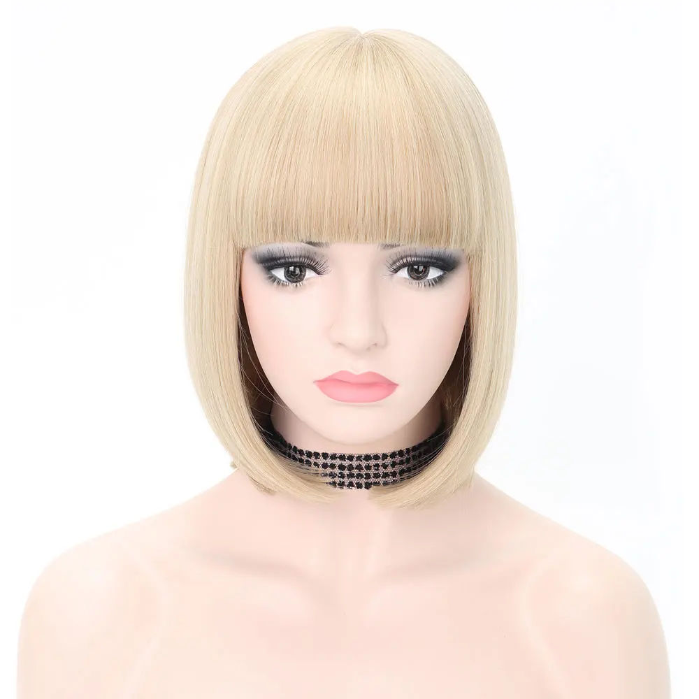 12 inch bob wig COSYCODE блонд парик с челкой женские парики без шнурка синтетические Косплей парики костюм вечерние - Цвет: 12 inch bob wig