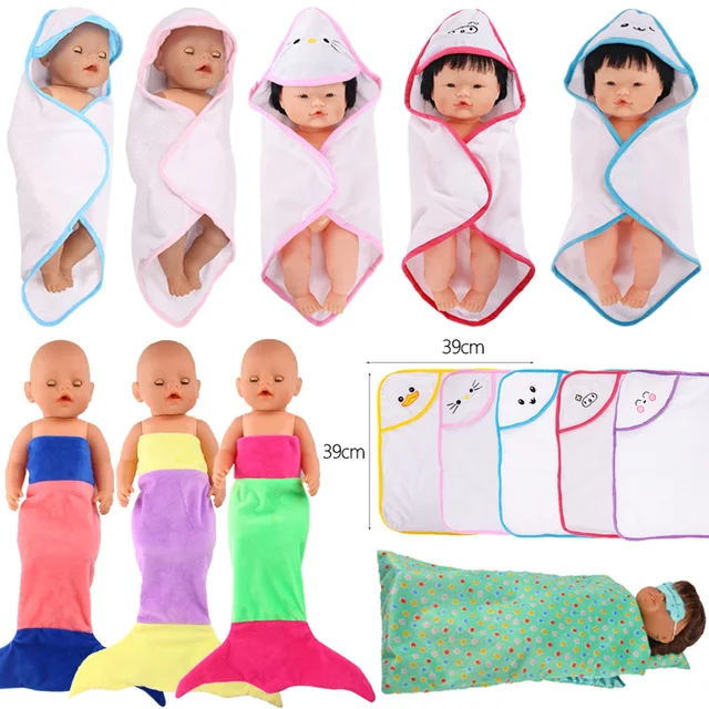Doll Bath Towel Pajamas Blanket Fit 18 Inch American&43 Cm Baby New Born Doll Reborn Our Generation Christmas Girl`s Toy Gifts 1