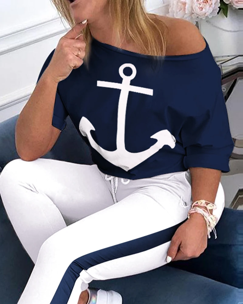 Conjunto abrigo feminino barco com âncora, conjunto