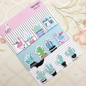 

4 Pcs/pack Cartoon Cactus Flamingo Rabbit Finger Cat Paper Magnet Bookmarks Paper Clip School Office Gift Stationery