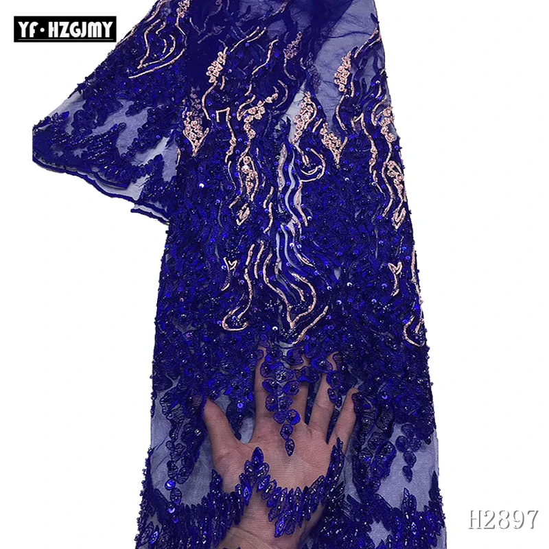 

YF HZGJMY Latest African Tulle Lace High Quality Powder Blue Party Dress Lace Handmade Beaded Luxury French Lace Fabric A2708