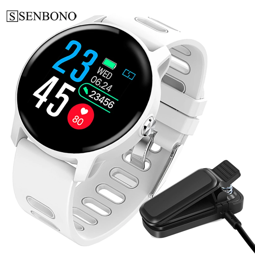 SENBONO Women Men IP68 Waterproof Sport Pedometer Smart Watch Fitness Tracker Bracelet Heart Rate Monitor Clock Smartwatch Band