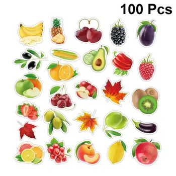 

100Pcs Fruit Pattern Stickers Notebook Decals Waterproof Draw-Bar Box Stickers Assorted Color