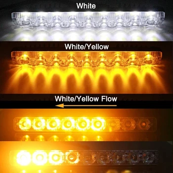 

Car Day Light PPC Aluminum Alloy 9 LED 12V Universal White Flowing Turn Signal Amber Daytime Running Lights