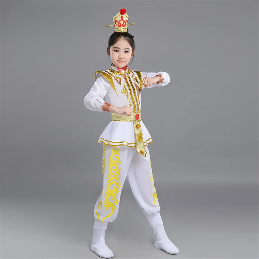 Детские маскарадные костюмы «Хуа Мулан», традиционная китайская одежда для сцены, вечеринок, драматическое платье древнего солдата для танцев, 110-160 см