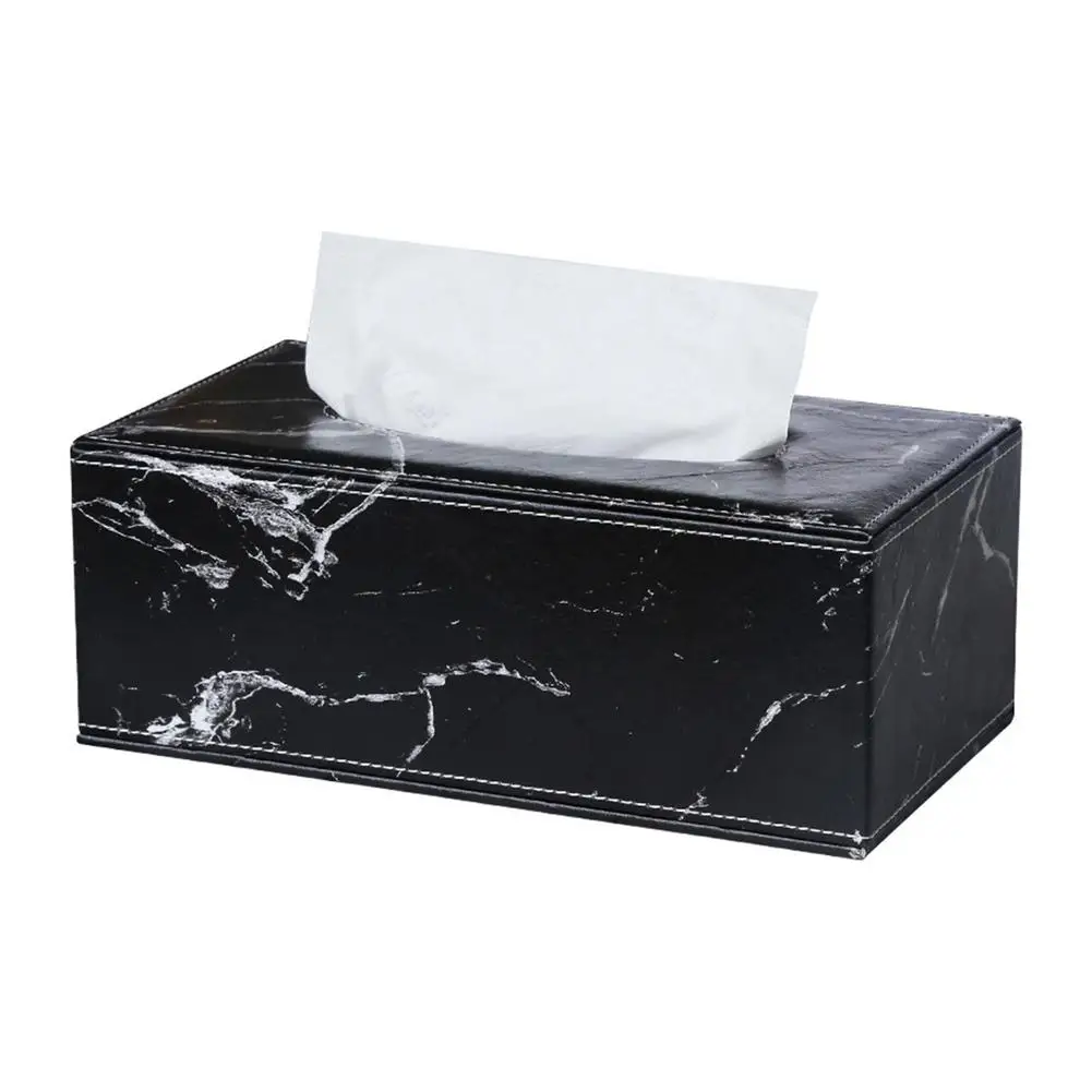 Nordic Fashion Marble Pattern High-quality PU Leather Drawer Box Rectangular Paper Box Household Leather Tissue Napkin Holder 6