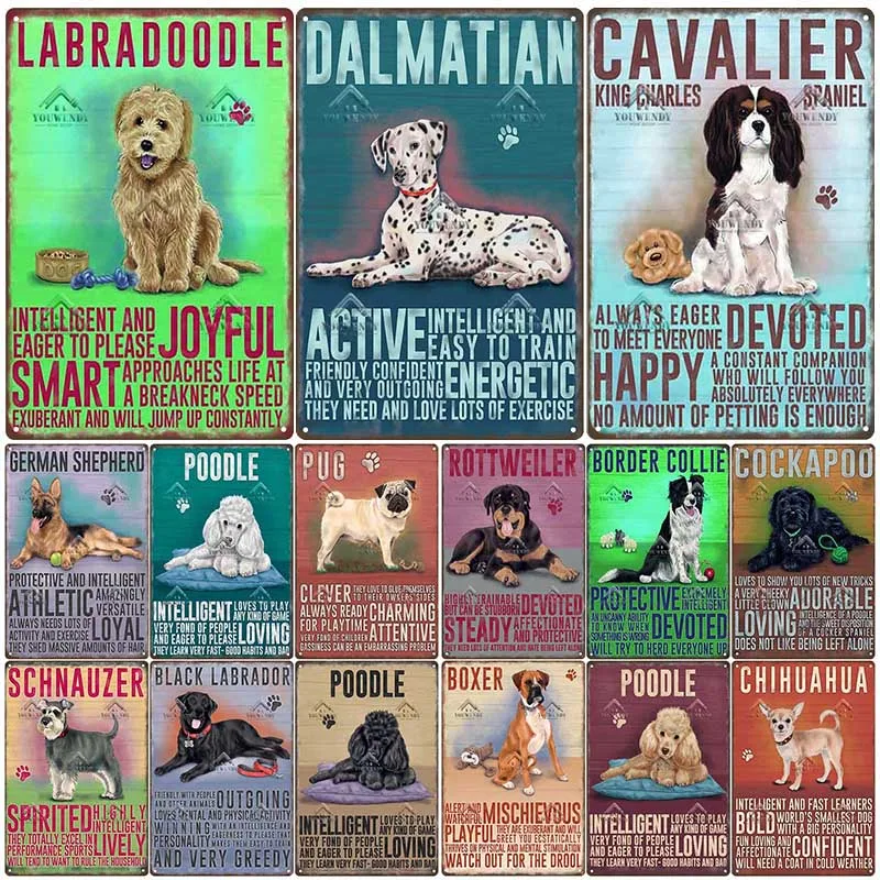 

Retro Tin Plate Metal Sign Plaque, Vintage Dog Decorative Wall Decor, Living Room, Cafe, Farm, Home, Pet, Shop, UW47