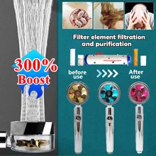

2022 Bathroom Accessories New High Pressure Shower Head Water Saving 360 Degrees Rotating with Small Fan ABS Rain Spray Nozzle