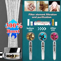 2022 Bathroom Accessories New High Pressure Shower Head Water Saving 360 Degrees Rotating with Small Fan ABS Rain Spray Nozzle