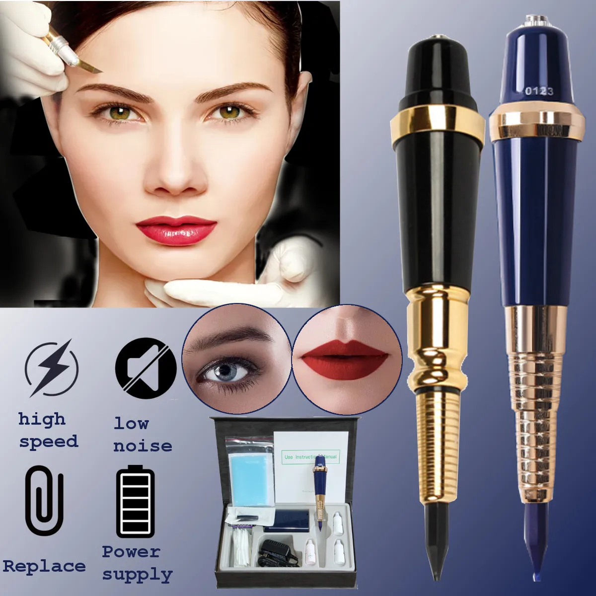 

Professional High Quality Eyebrow Tattoo Machine Pen For Permanent Make Up Basic Eyebrows Forever Makeup kit With Tattoo Ink