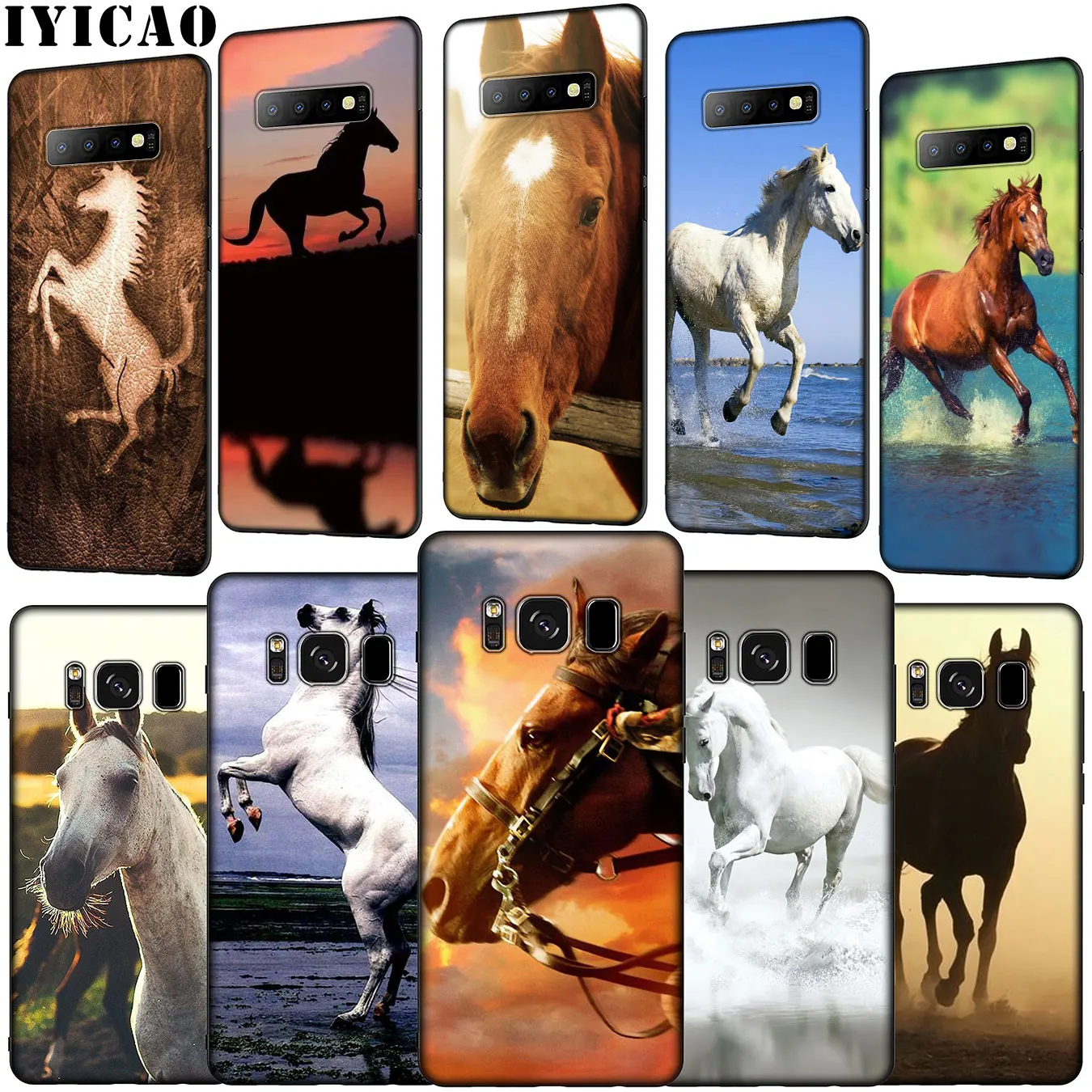 IYICAO Horse Animal Printed Soft Silicone Phone Case for Samsung Galaxy S20 Ultra S10 Lite S9 S8 Plus S6 S7 Edge S10e Cover |