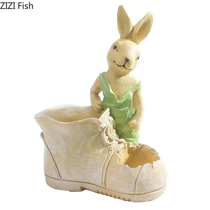 Суккуленты ваза цветочные горшки Сказочный Сад милый белый кролик вазы смолы садовое украшение украшения аксессуары для дома