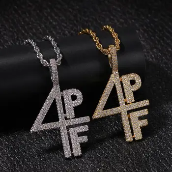 

Hip hop 4PF digital letter copper inlaid zircon pendant street dance performance hip hop rap DJ tid