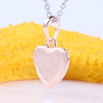 

S925 Sterling Silver Rose Gold Bright Heart Of Matte Necklace Pendant For Women Heart-shaped Frosted Pendant