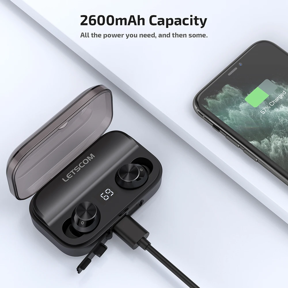 LETSCOM T22 Earphone Bluetooth 5.0 TWS 