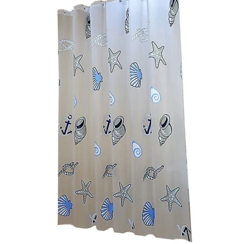

Transparent Shower Curtains PEVA Cartoon Shell Starfish Printed Plastic Waterproof Moldproof Home Hotel Bathroom Decor