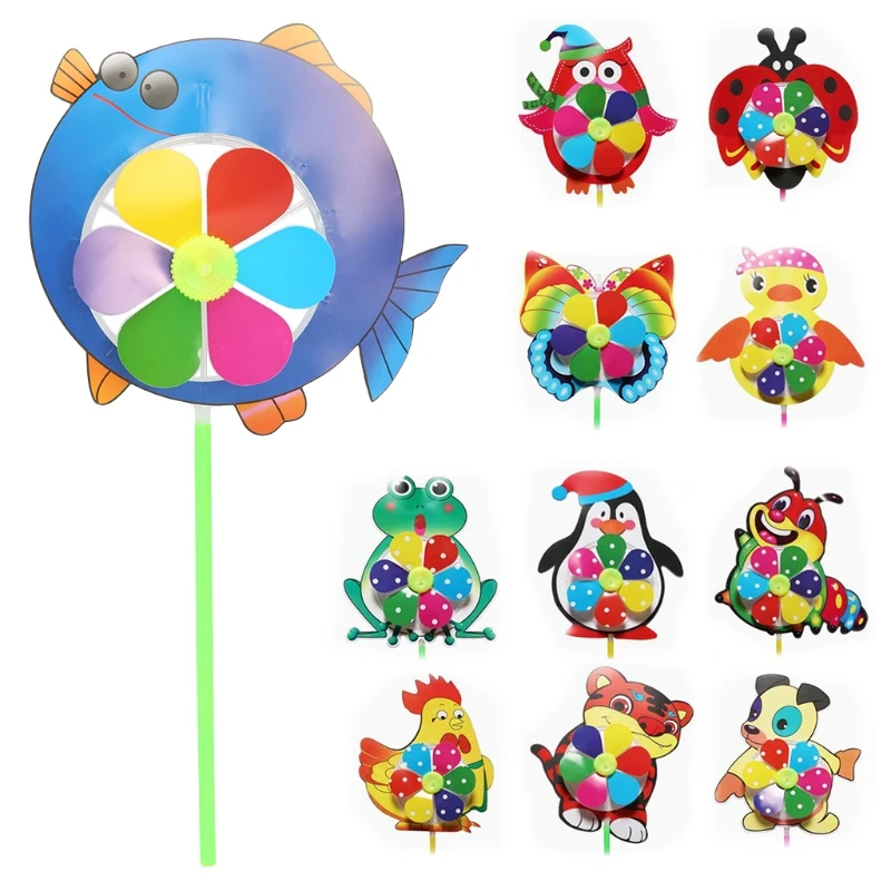 1 Pc Cartoon Animal Windmill Wind Spinner Pinwheel Home Garden Yard Decor Kids Toys