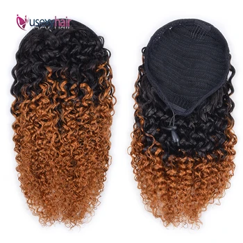 

Kinky Curly Drawstring Ponytail Human Hair Brazilian Remy Wrap Around Ponytail Clip In Hair Extensions Ombre Pony Tail Curly