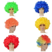 Хэллоуин диско клоун кудрявый афро Цирк маскарадное платье парики для волос Рождественский костюм для вечеринки футбольный веер Косплей парики
