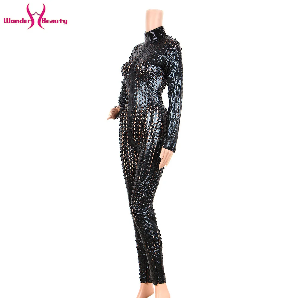shiny metallic catsuit latex faux leather jumpsuit body suit leotard bodycon clubwear bar pole dance costume wet look bodysuit (40)