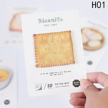 

30 Sheets/pack Cute Imitation Food Sticky Notes Bread Geometric Stickers Planner Memo Pad Bookmarks School Supplies