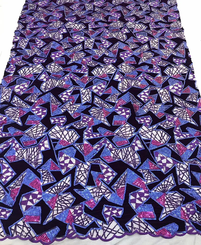 

5 yards cut out holed Handcut African lace velvet fabric with sequins high quality shiny and excellent