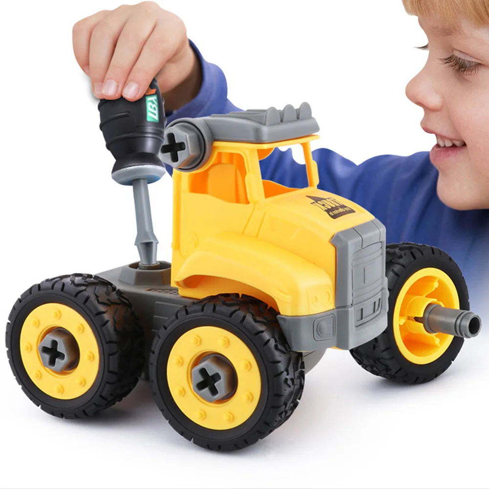 Disassembly Engineering Car Model Toy Truck Tractor Vehicles Building Block Kids Toy Gift ABS Plastic Boy Toys