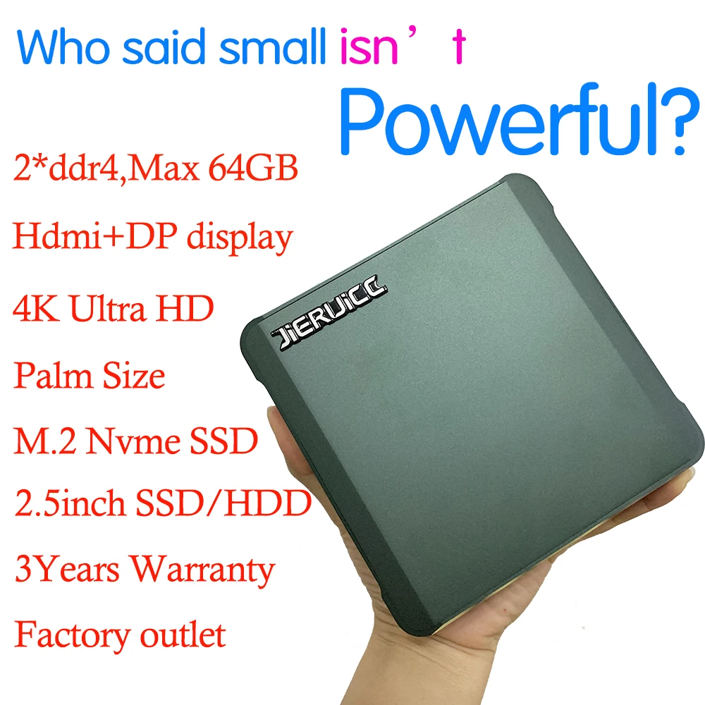 Новый 8-го поколения Intel Core i7 8565U 64 Гб оперативной памяти DDR4 NVME M.2 SSD Nuc мини-ПК Windows 10