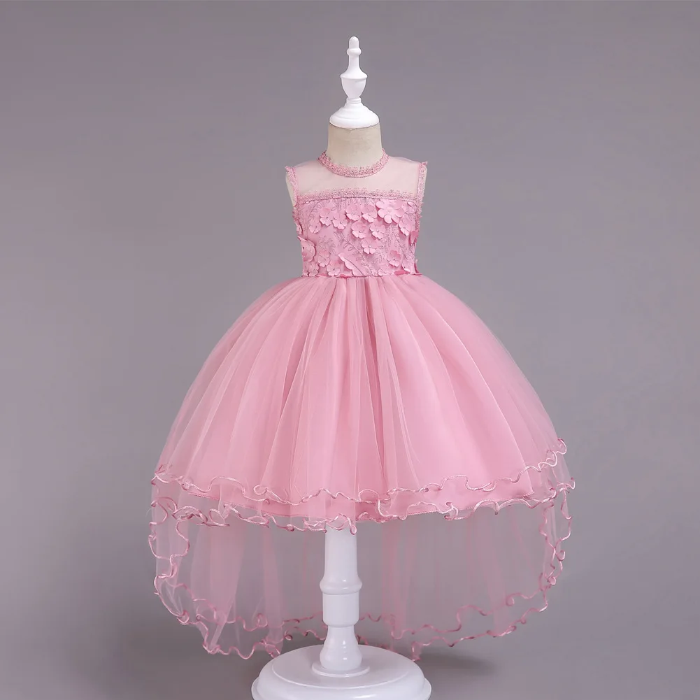 

Children Princess Wedding Dress Little Girl Sleeveless Backless Gauze Tailing Dress