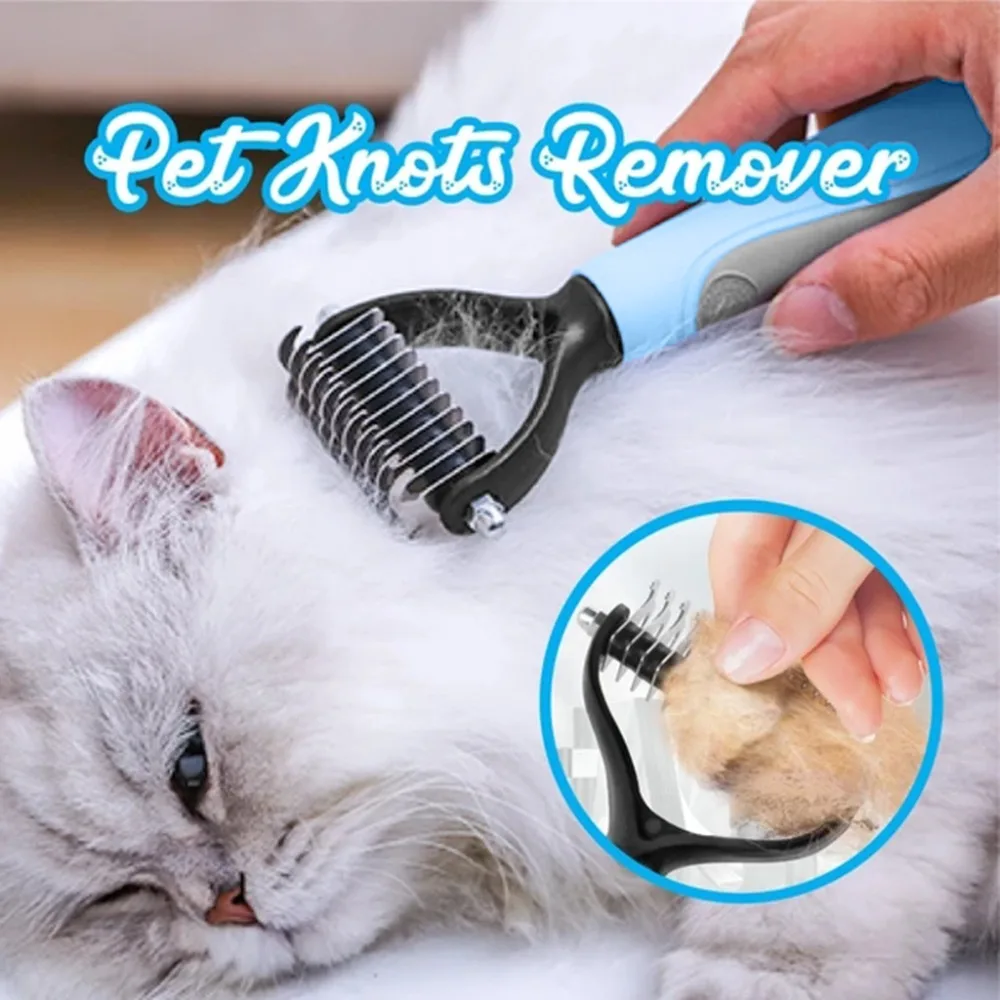 Open Knot Comb Dog Brush Grooming Pet Hair Removal Comb Double-Sided Stainless Steel Pet Hair  (2)