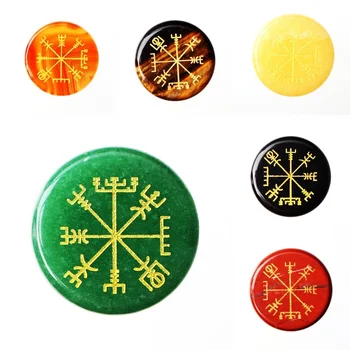 

1Pc Natural Round Shaped Tumbled Stones Engraved Rune Symbols Reiki Crystal Healing Pendant Gift