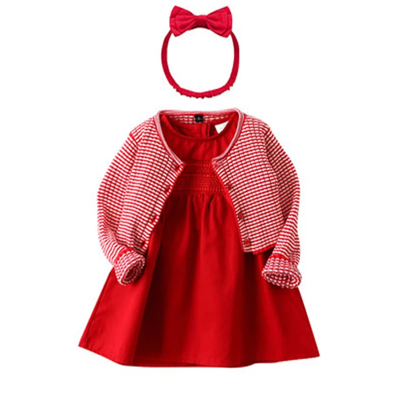 

2~5T 2pcs Spring Fall Baby Girls Cardigan Set Girl Clothes Top Dress My First Birthday Clothing Set Conjunto Infantil Menina