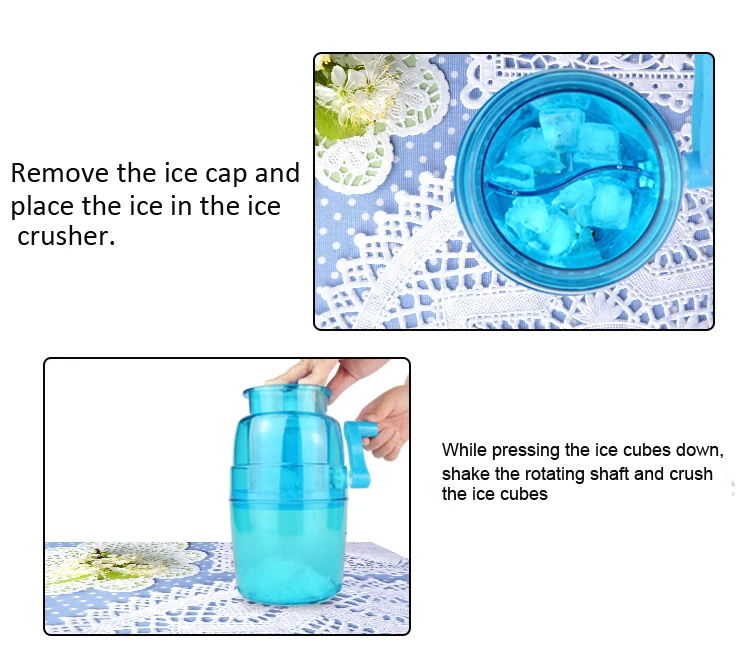 1.1L Portable Hand Crank Manual Ice Crusher Shaver Kids Shredding Snow Cone Maker Machine Kitchen Ice machine