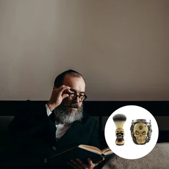 

1Pc Male Beard Brush Skull Head Pattern Shaving Brushes Durable Beard Brush