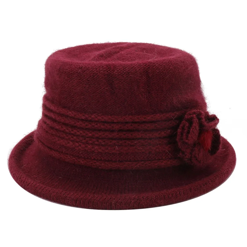 D Женская Осенняя зимняя Цветочная утолщенная шапка теплая шляпа для мамы Шляпа Fedora - Цвет: D