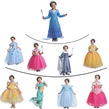С изображением Анны и Эльзы 2 Платье для маленьких девочек Карнавальный костюм на Хэллоуин Костюмы для косплея Аврора платья принцесс для девочек; зимняя одежда с длинным рукавом Платья для вечеринок
