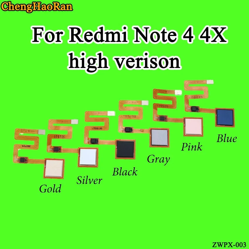 ChengHaoRan для Xiaomi Redmi Note 4 4X Высококачественный Сканер отпечатков пальцев гибкий кабель сенсорный датчик ID Кнопка отпечатка пальца