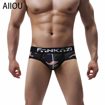 

AIIOU Men Trunks Underwear Boxer Shorts Fashion Nylon Camouflage Print Pouch Panties Casual Homme Mesh Hole Breathable Boxer