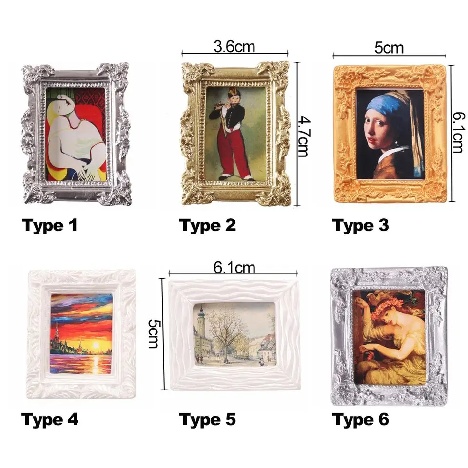 1/12 pittura in miniatura con cornice accessori per la casa delle