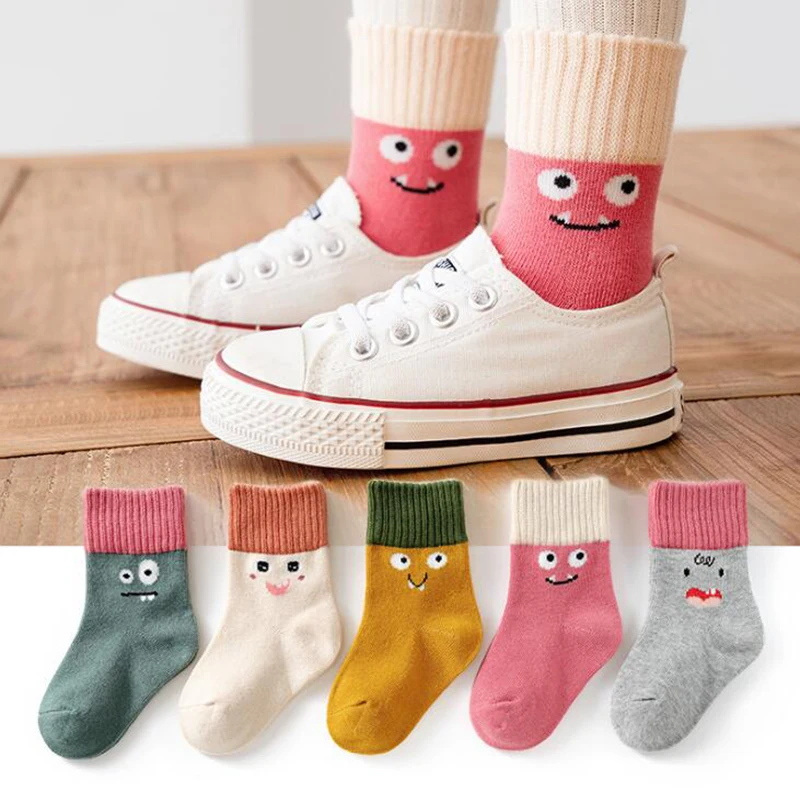 Kids Socks Autumn Winter Children Cartoon Socks 5 Pairs/Lot