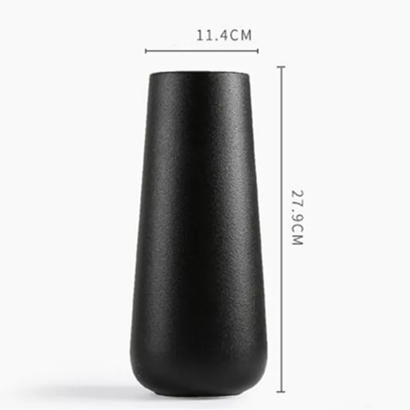 11.4X27.9CM Современная простая белая черная матовая керамическая ваза для гостиной, обеденного стола, сушеные Цветочные украшения, горшок для гидропоники X3275 - Цвет: 11.4X27.9CM