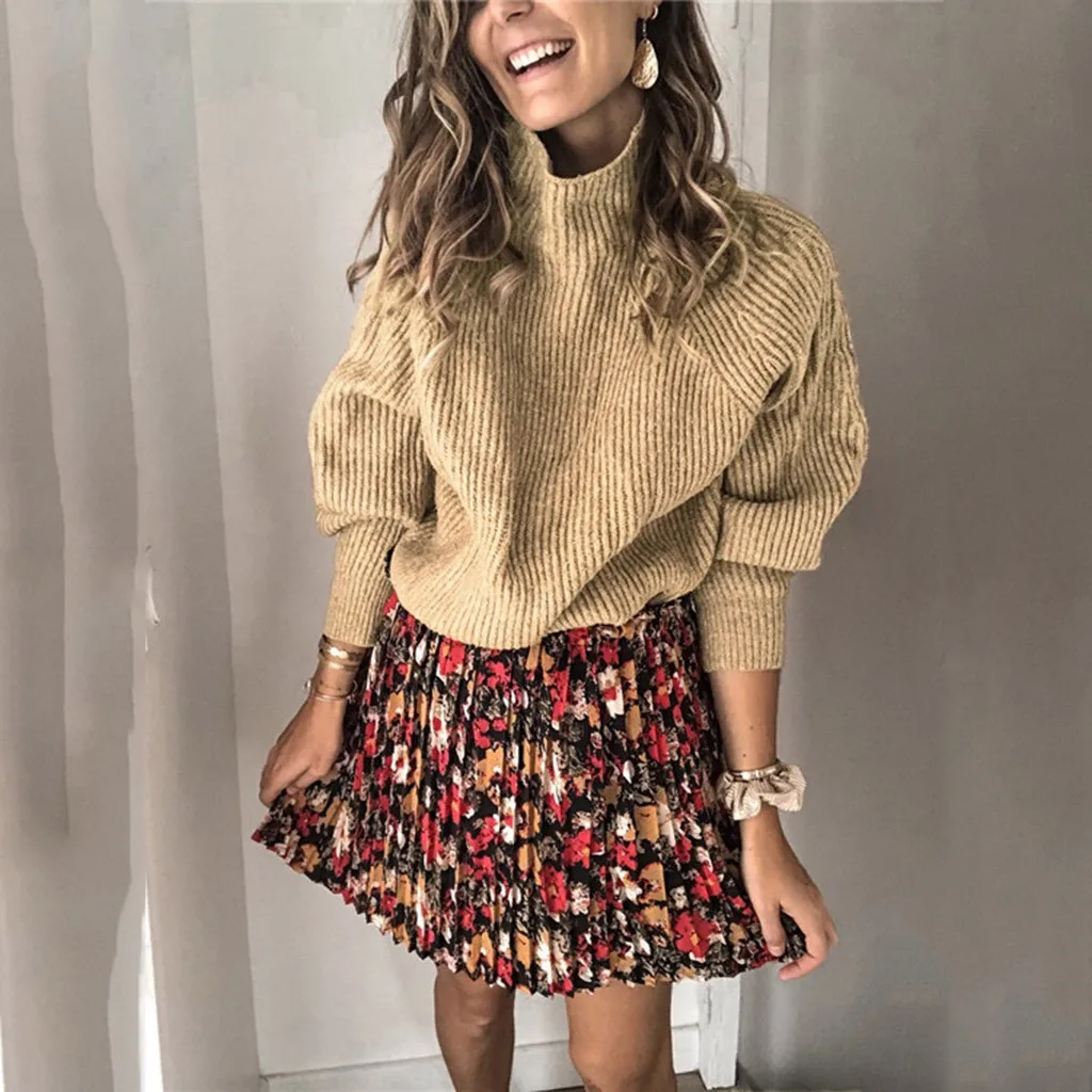 KH Women Winter Turtleneck Sweater Autumn Solid Color Loose Long Sleeve Thick Sweater O-Neck Soft Handfeel knitting Sweater - Цвет: KH