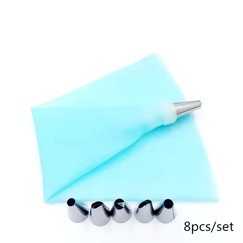 

8PCS/Set Silicone Icing Piping Cream Pastry Bag DIY Cake Decorating Tips Set