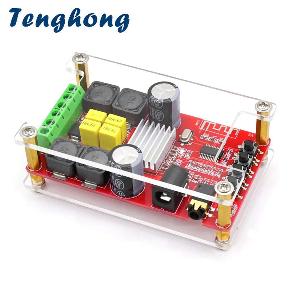 

Tenghong TPA3116D2 Bluetooth 5.0 Digital Power Amplifier Board 50W*2 Two Channel DC12-24V High Power Amplificador Crystal Model