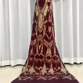 

JAUN Fashion Embroidery Mesh Fabric Nigerian Lace Fabrics African Dresses Fabric Bridal Lace Trim With Sequin Good Quality