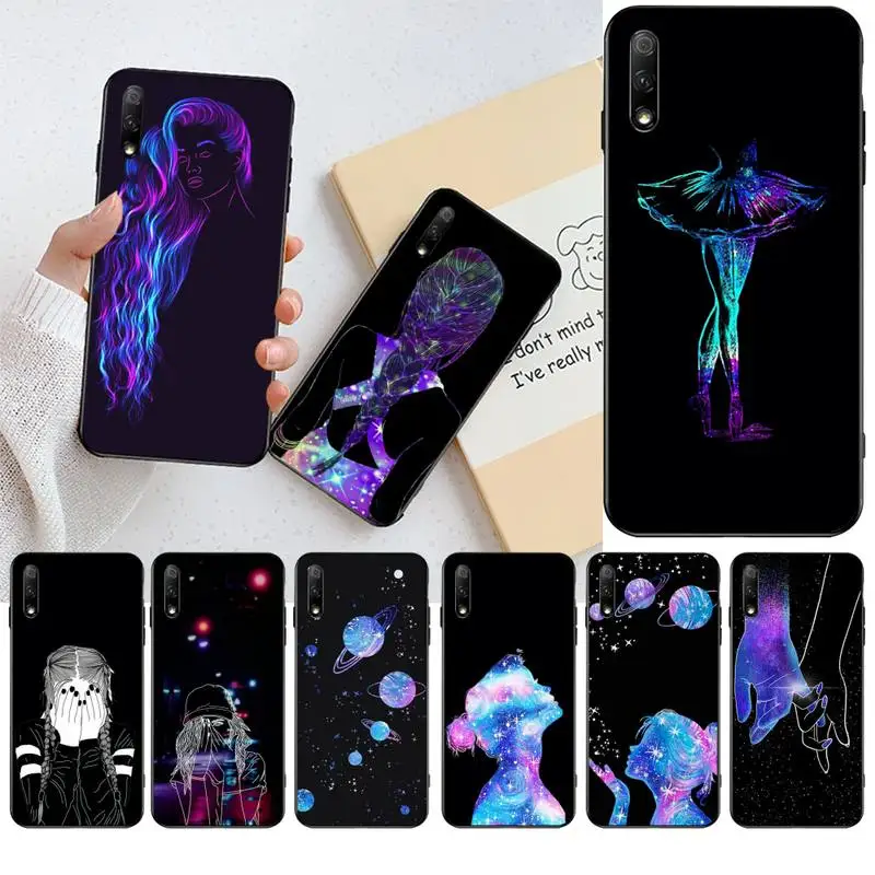 HPCHCJHM Neon girl Soft Silicone TPU Phone Cover for Huawei Honor 30 20 10 9 8 8x 8c v30 Lite view pro | Мобильные телефоны и