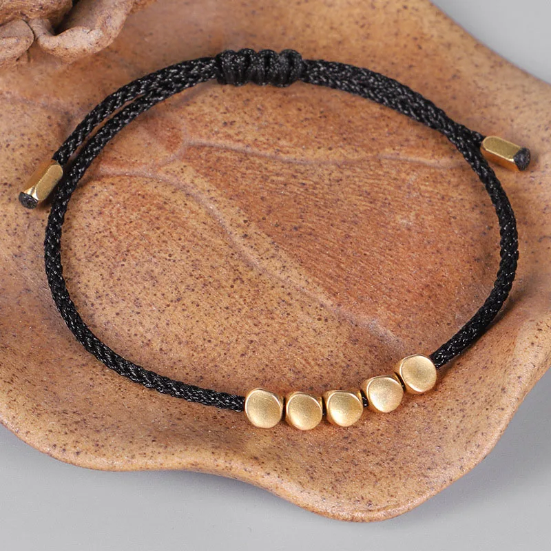 Handmade Tibetan Buddhist Bracelets Braided Copper Beads Lucky Rope For Women Men Gift