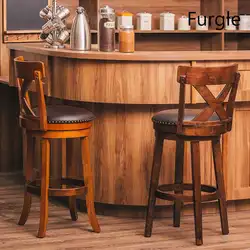 Furgle винтажный поворотный барный стул 24 "29" высота обеденный стул для паба мягкое сиденье деревянный барный стул Западная барная мебель